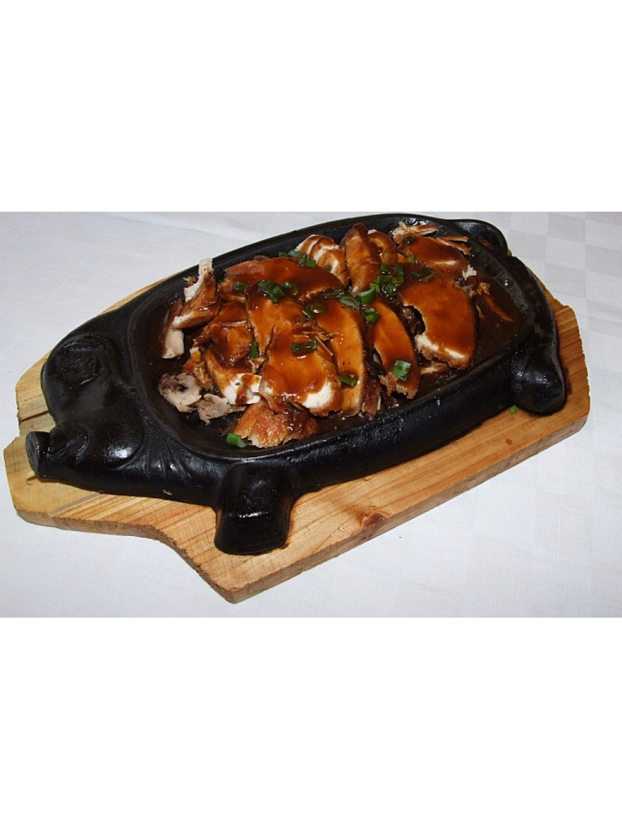 N18. Пилешко по китайски върху метална плоча 600гр